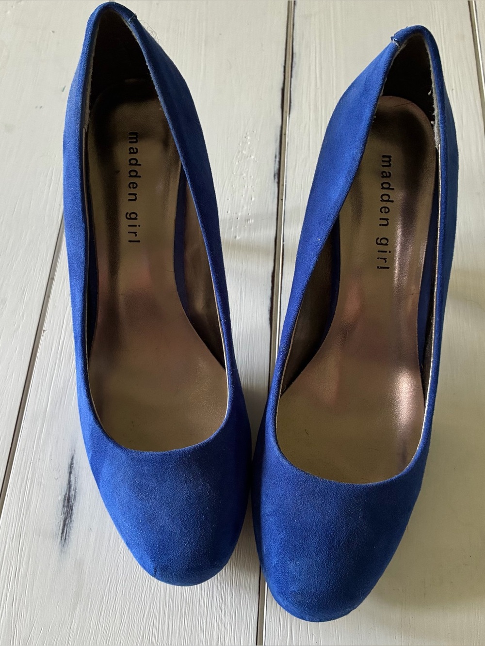 Madden Girl Royal Blue Suede Round-Toe Heels